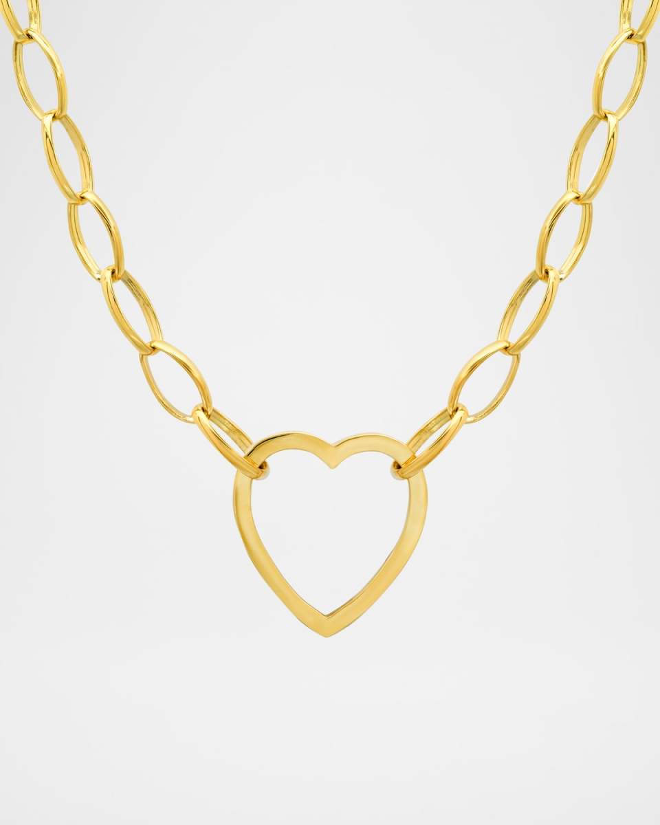 18K Yellow Gold Medium Edith and Open Heart Necklace